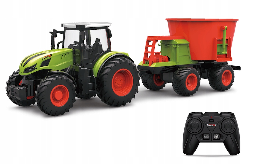 DIAĽKOVÝ OVLÁDANÝ TRAKTOR S SEJAČKOU POHYBLIVÝMI GUMOVÝMI PRVKAMI RC KOLESÁ